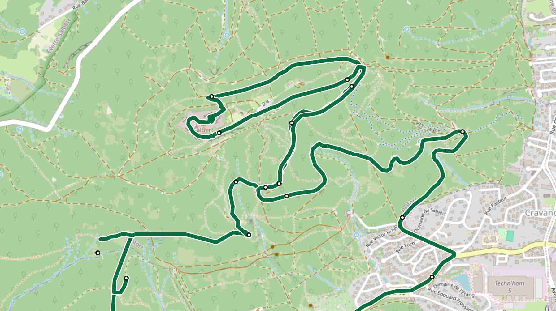 Exemple de tracé sur la carte OnRallonge